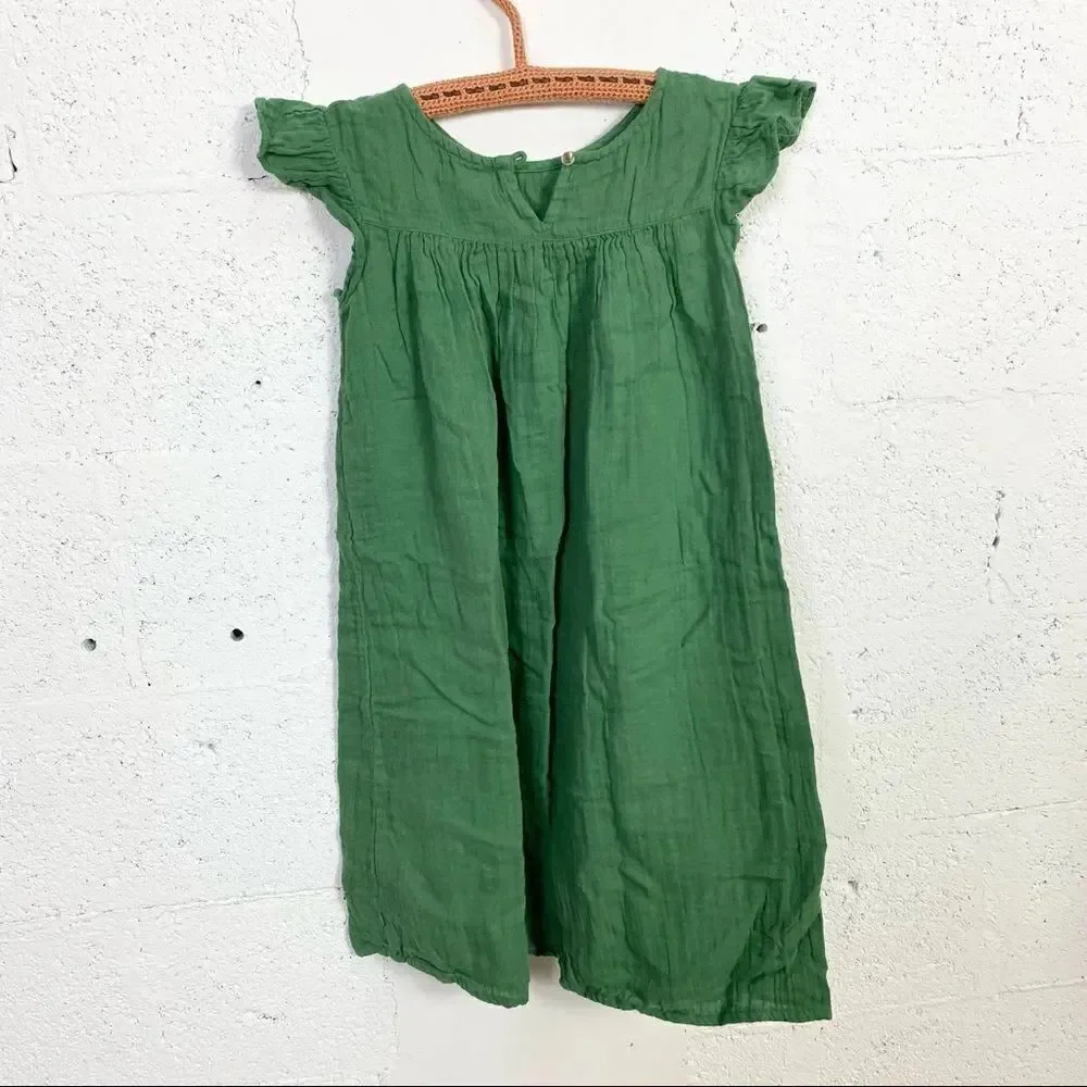 Galeries Lafayette green embroidered 100% cotton tunic dress 10
